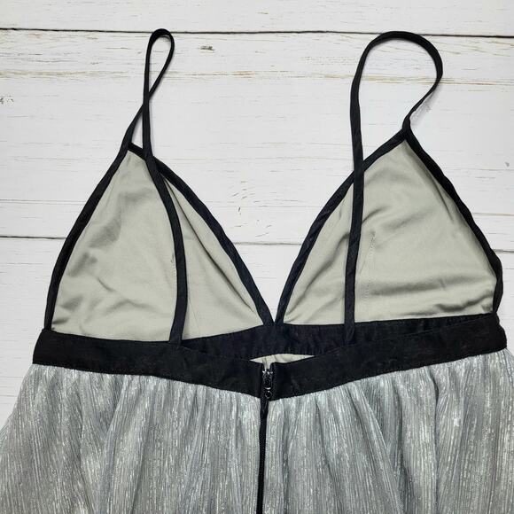 Show Me Your Mumu Eva Mini Dress Black Gray Blue Metallic Icicle Holiday Medium - Picture 6 of 10